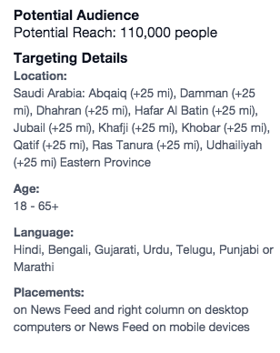 Eastern Province on Facebook ads